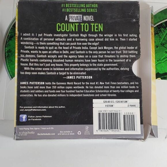 COUNT TO TEN - JAMES PATTERSON & ASHWIN SANGHI READ BY SARTAJ GAREWAL [CD, Audio - Picture 3 of 3
